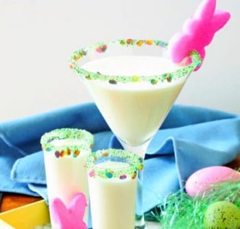 This marshmallow peep Easter martini is a sweet treat for Easter brunch (and a great way to use up extra Easter candy). After all, Easter is one of those holidays where you can have your candy and drink it too. Sugary sweet and full of joy, you'll delight guests of all ages with this fabulous Easter cocktail favorite. Recipe by Dell Cove Spices and More Co