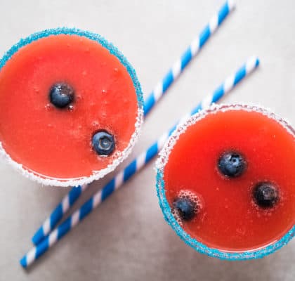 red white and blue margaritas for July 4th Fourth of July drinks recipe