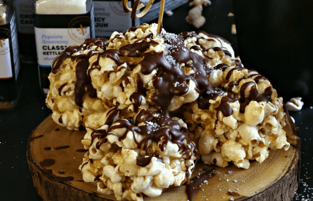 Sparkly Chocolate Popcorn Balls