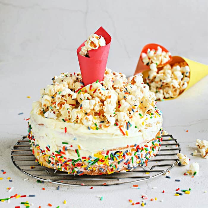 Funfetti Popcorn Cake Square