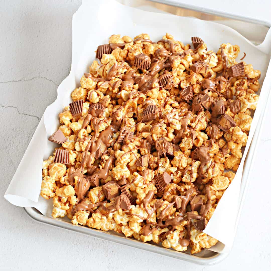Chocolate Peanut Butter Cup Popcorn - Square 2