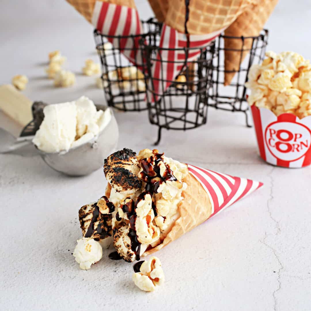 Smores Popcorn Ice Cream Cones - 1