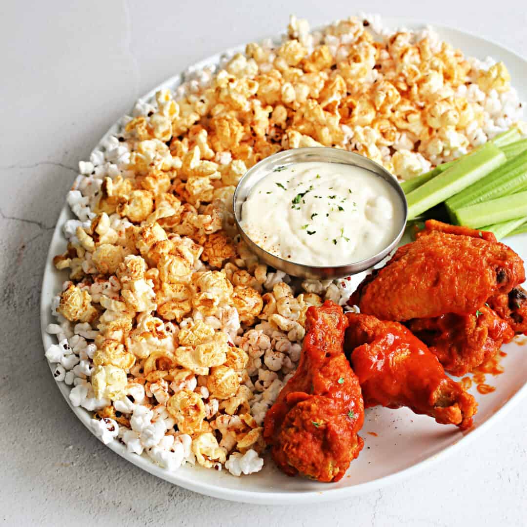 Buffalo Chicken Wings Popcorn Square