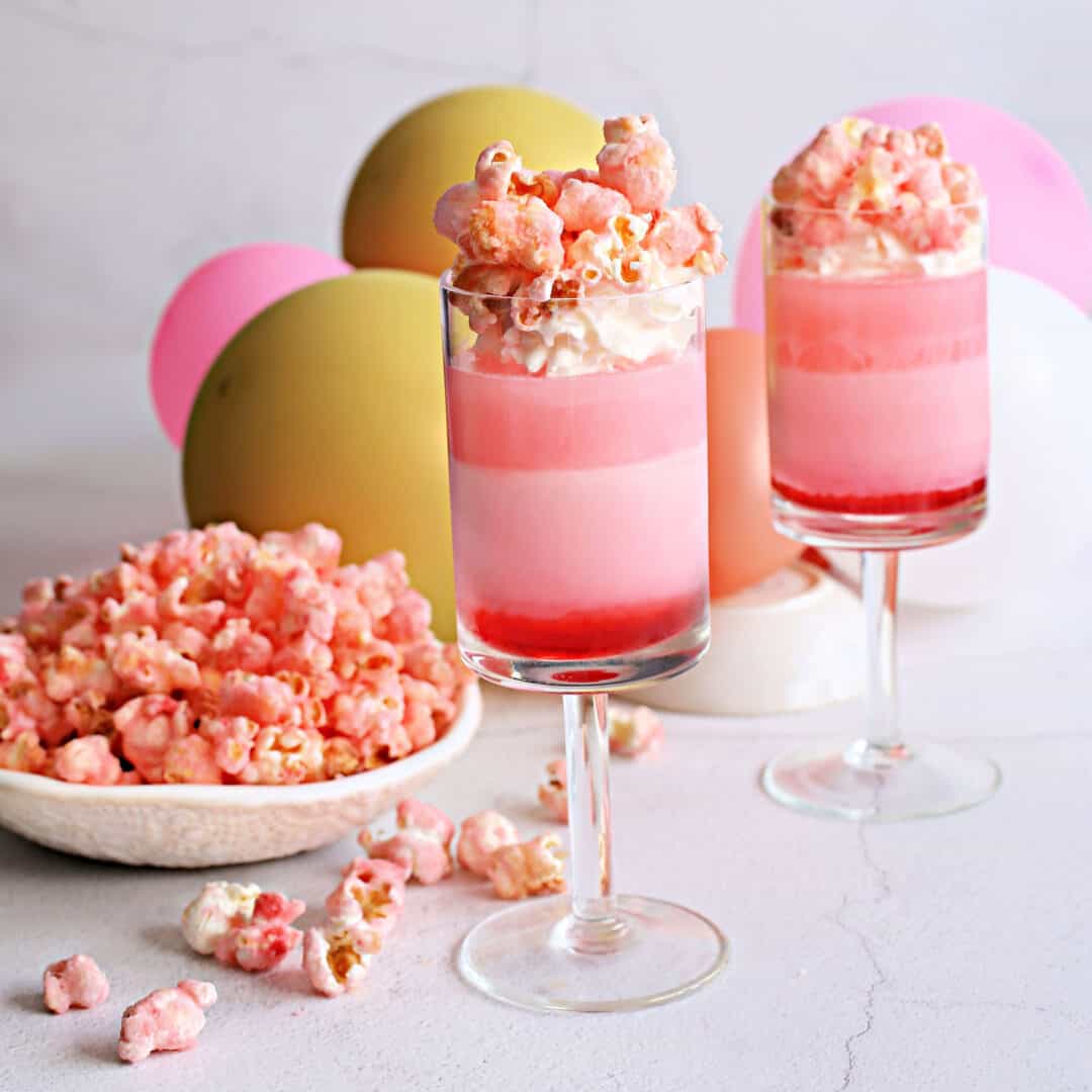 Pink Gin Layered Popcorn Shots - Square 1