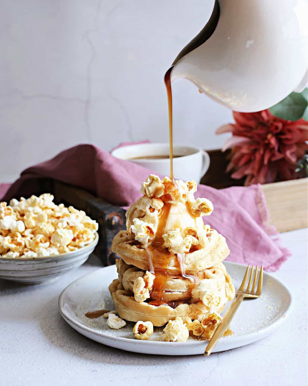 Salted Caramel Popcorn Waffles - IG Feed